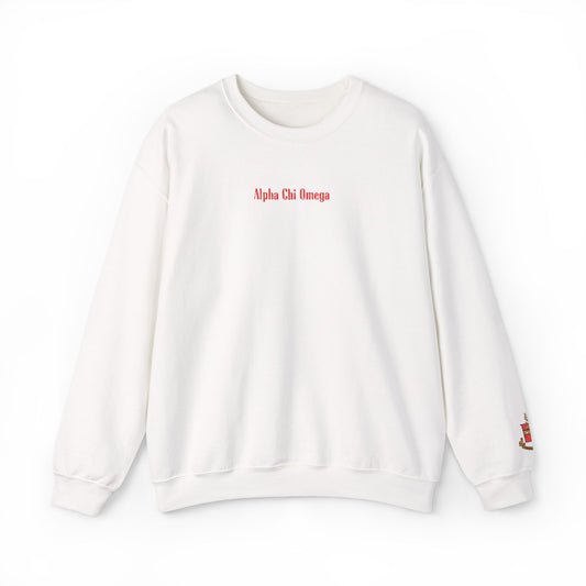 Alpha Chi Omega Embroidered Crest Sweatshirt - Ivy Society
