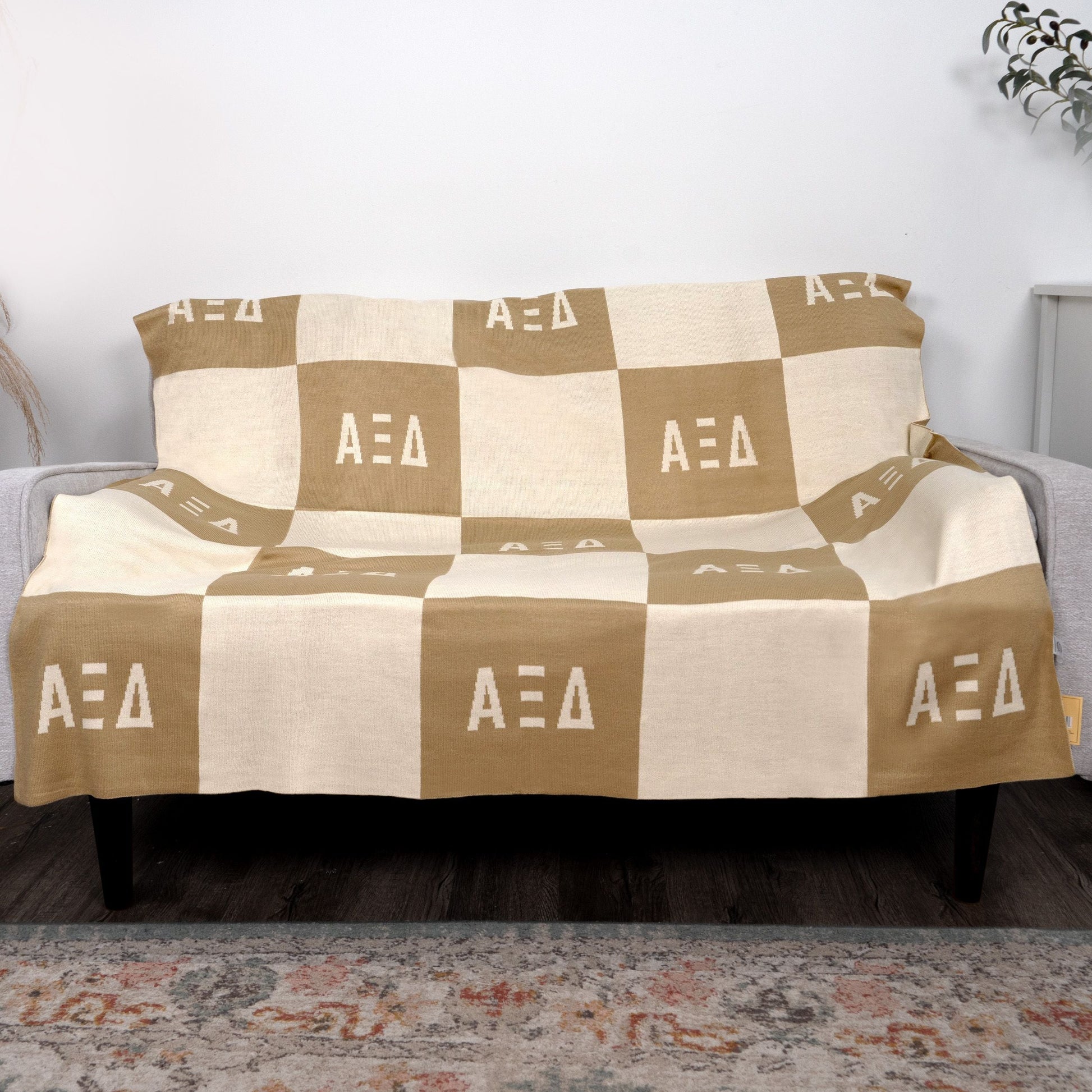 Alpha Xi Delta Checkered Knit Blanket - Ivy Society