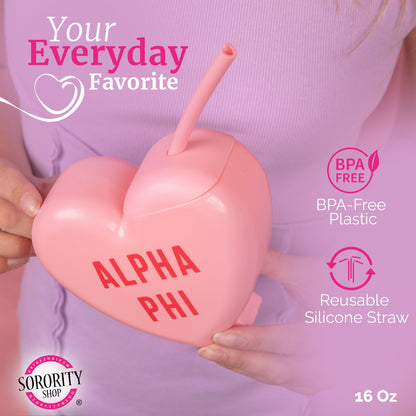 Alpha Omicron Pi Heart Tumbler