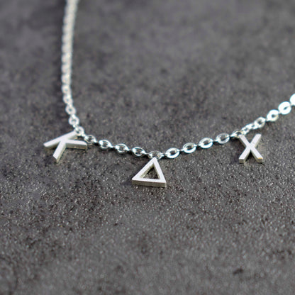 Kappa Delta Chi Silver Greek Letters Necklace