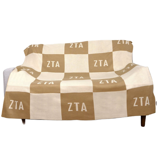 Zeta Tau Alpha Knit Checkered Blanket