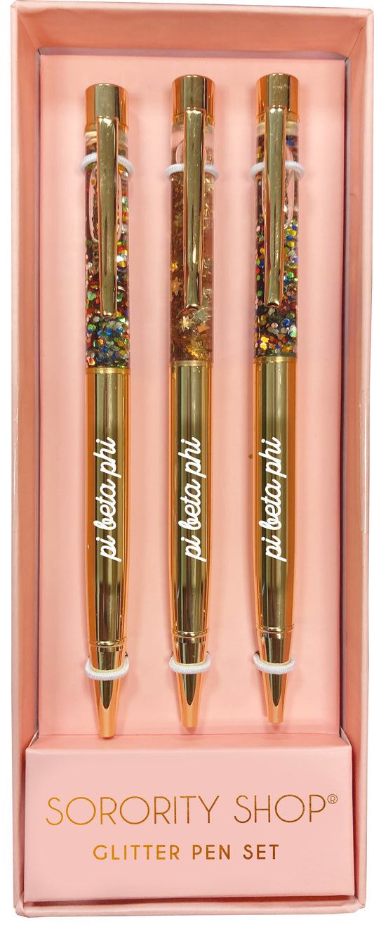 Pi Beta Phi Glitter Pens 3 Pack - Ivy Society