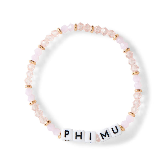 Phi Mu Glass Bead Bracelet