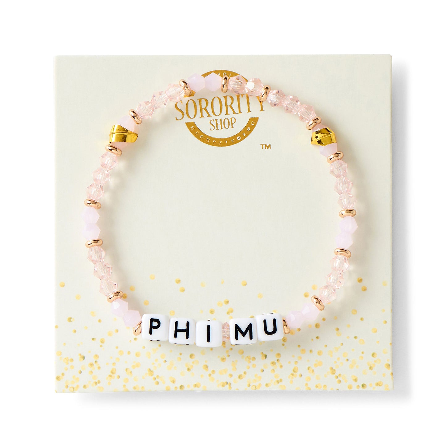 Phi Mu Glass Bead Bracelet