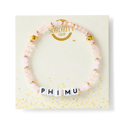Phi Mu Glass Bead Bracelet