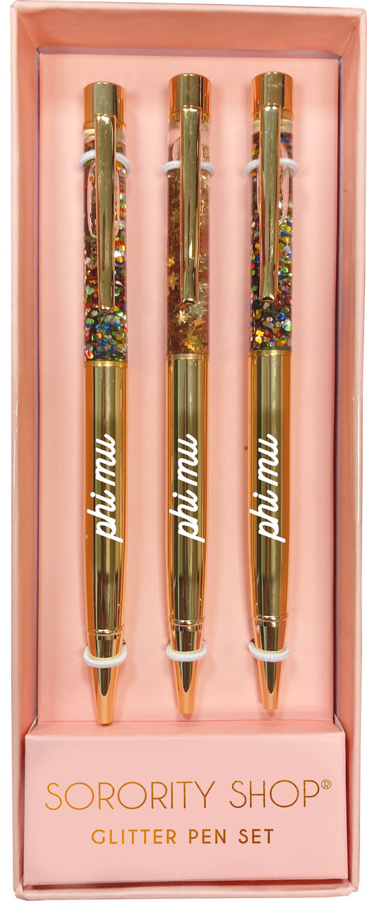 Phi Mu Glitter Pens 3 Pack - Ivy Society