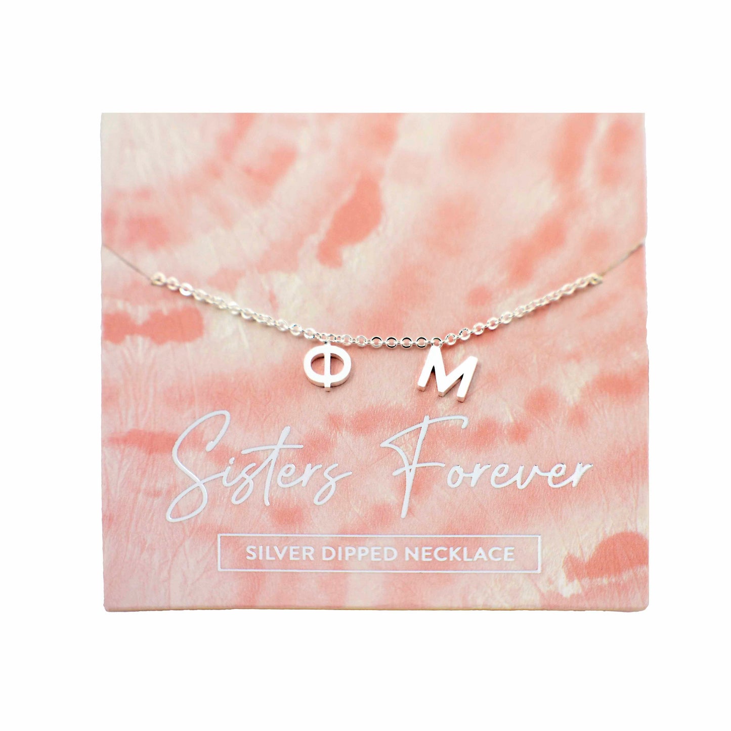 Phi Mu Silver Letters Necklace