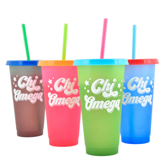 Chi Omega Color Changing Cups 4 Pack - Ivy Society