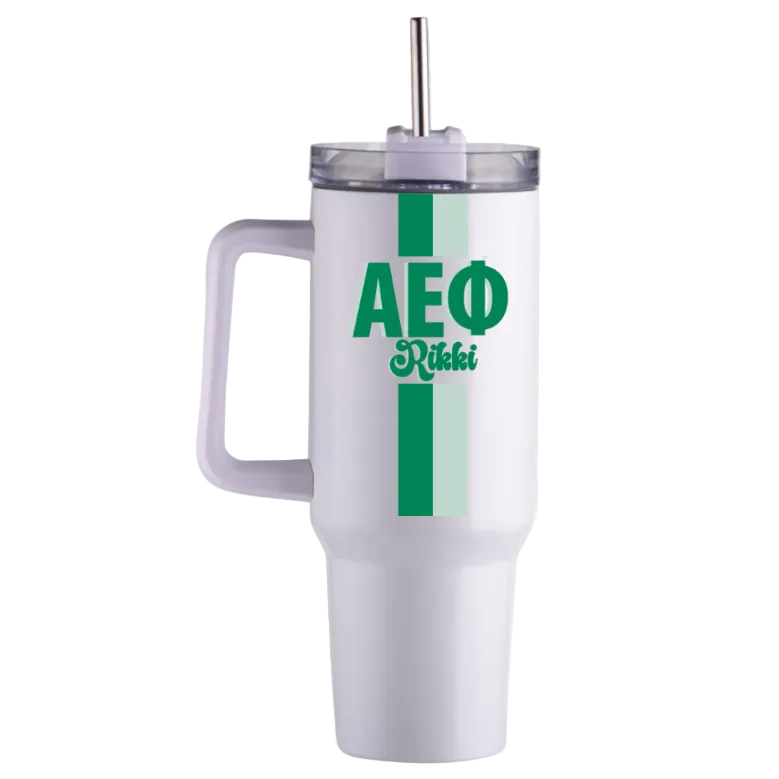 Alpha Epsilon Phi Personalized Stripe 40 oz Tumbler - Ivy Society