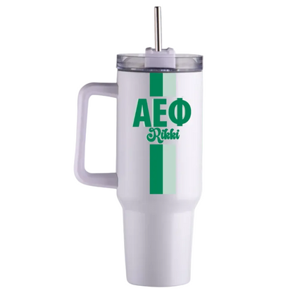 Alpha Epsilon Phi Personalized Stripe 40 oz Tumbler - Ivy Society
