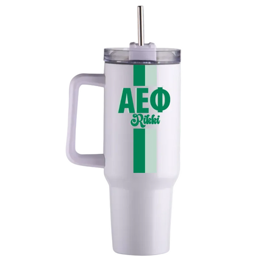 Alpha Epsilon Phi Personalized Stripe 40 oz Tumbler - Ivy Society
