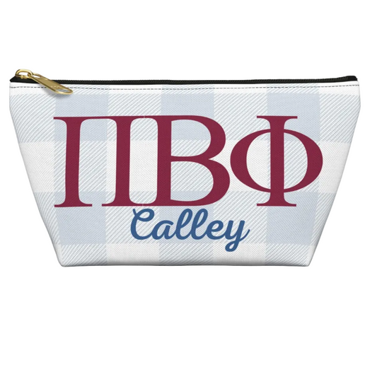 Pi Beta Phi Personalized Plaid Makeup Bag - Ivy Society