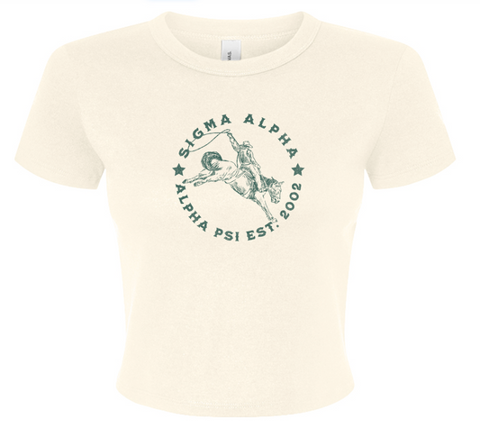 Sigma Alpha Baby Tee-Natural - Ivy Society