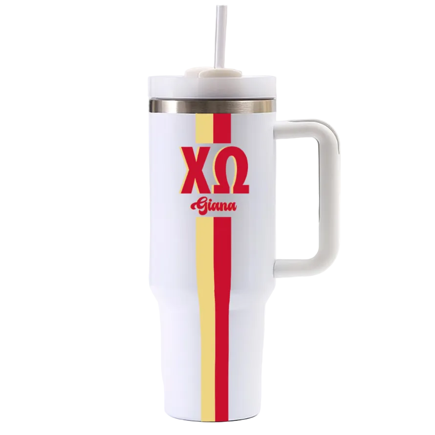 Chi Omega Personalized Stripe 40oz Tumbler