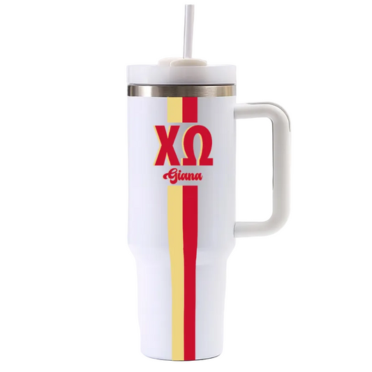 Chi Omega Personalized Stripe 40oz Tumbler