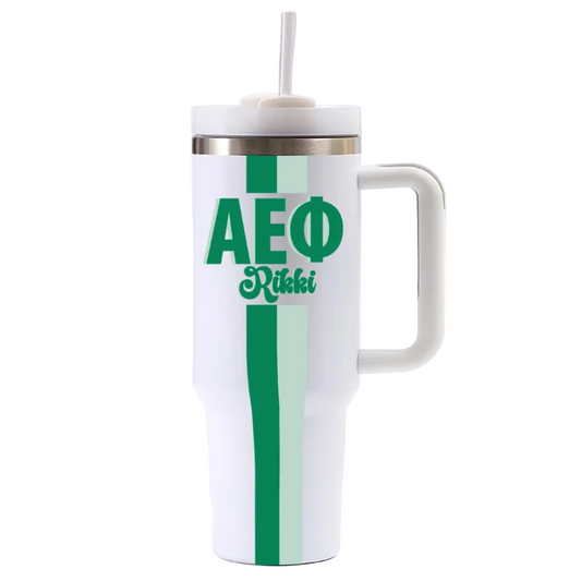 Alpha Epsilon Phi Personalized Stripe 40 oz Tumbler