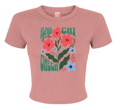 Alpha Chi Omega Groovy Flower Baby Tee - Ivy Society