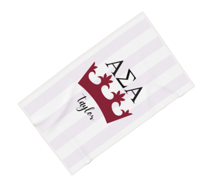 Alpha Sigma Alpha Personalized Crown Beach Towel - Ivy Society