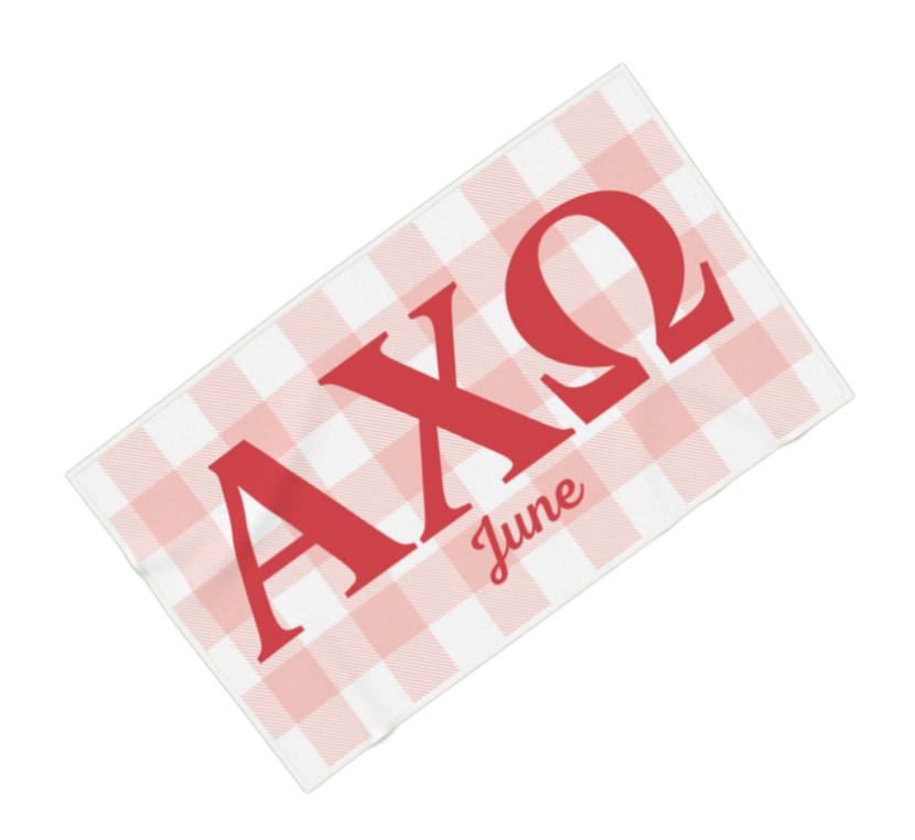 Alpha Chi Omega Personalized Plaid Beach Towel - Ivy Society