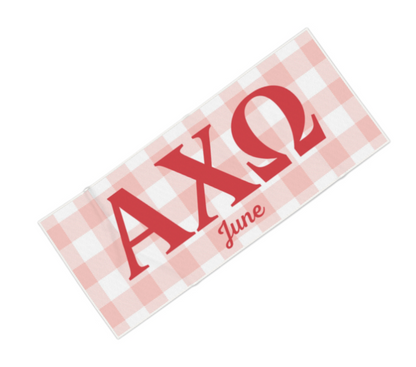 Alpha Chi Omega Personalized Plaid Beach Towel - Ivy Society
