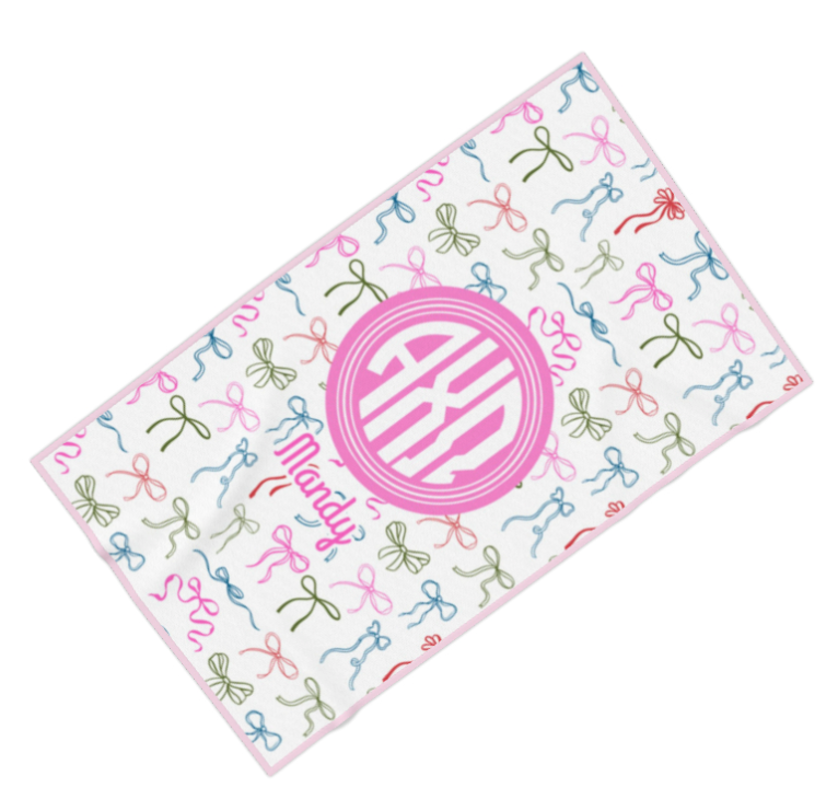 Alpha Chi Omega Personalized Bow Beach Towel - Ivy Society