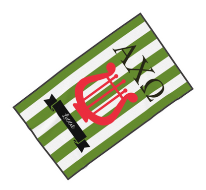 Alpha Chi Omega Personalized Lyre Beach Towel - Ivy Society