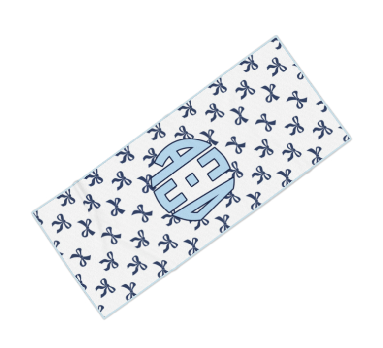 Alpha Xi Delta Monogram Bow Beach Towel - Ivy Society
