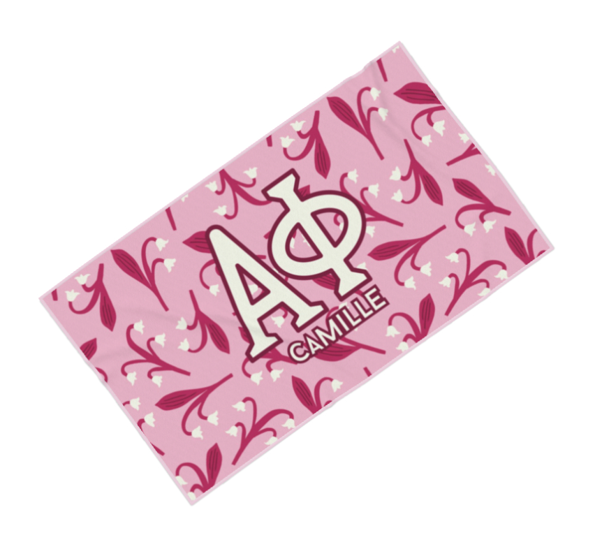 Alpha Phi Personalized Lily Beach Towel - Ivy Society