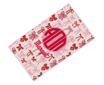 Alpha Omicron Pi Personalized Bow Beach Towel - Ivy Society