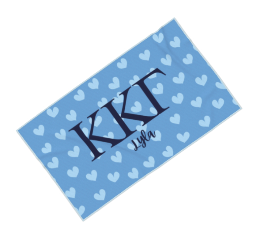Kappa Kappa Gamma Personalized Heart Beach Towel - Ivy Society
