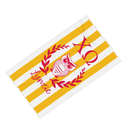 Chi Omega Personalized Owl Beach Towel - Ivy Society