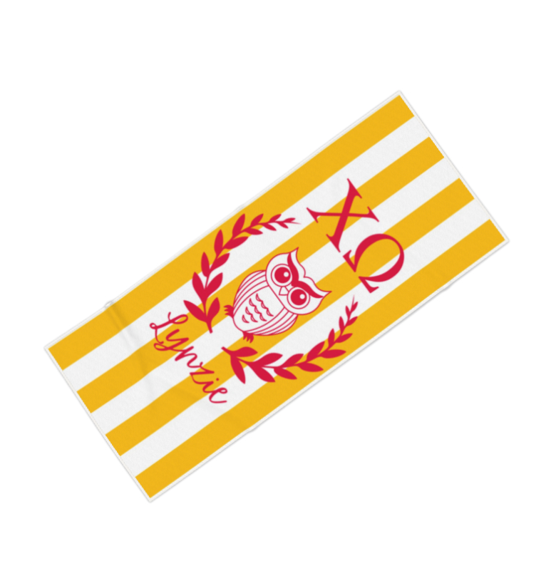 Chi Omega Personalized Owl Beach Towel - Ivy Society