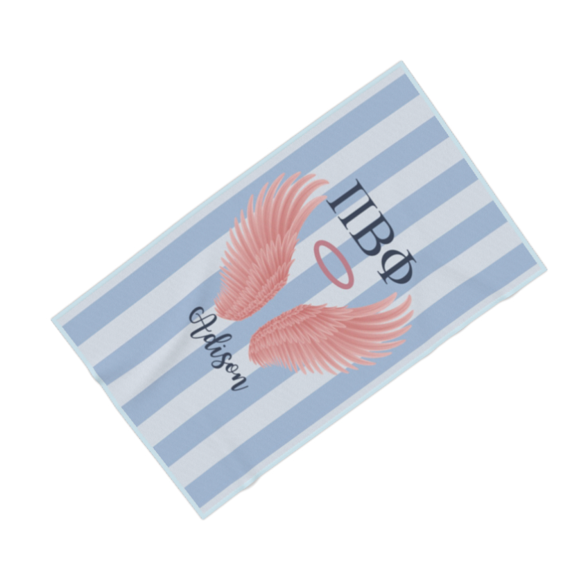 Pi Beta Phi Personalized Pink Angel Wing Beach Towel - Ivy Society