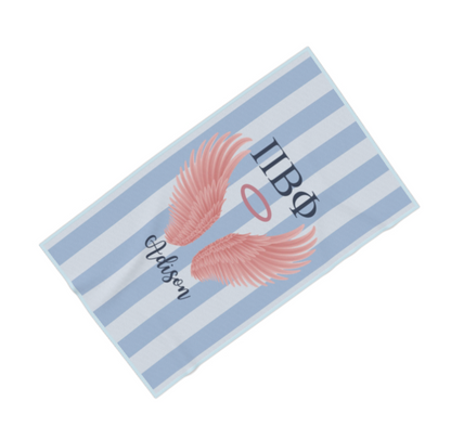 Pi Beta Phi Personalized Pink Angel Wing Beach Towel - Ivy Society