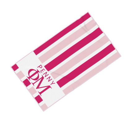 Phi Mu Personalized Stripe Beach Towel - Ivy Society