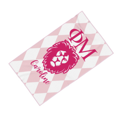 Phi Mu Personalized Lion Beach Towel - Ivy Society