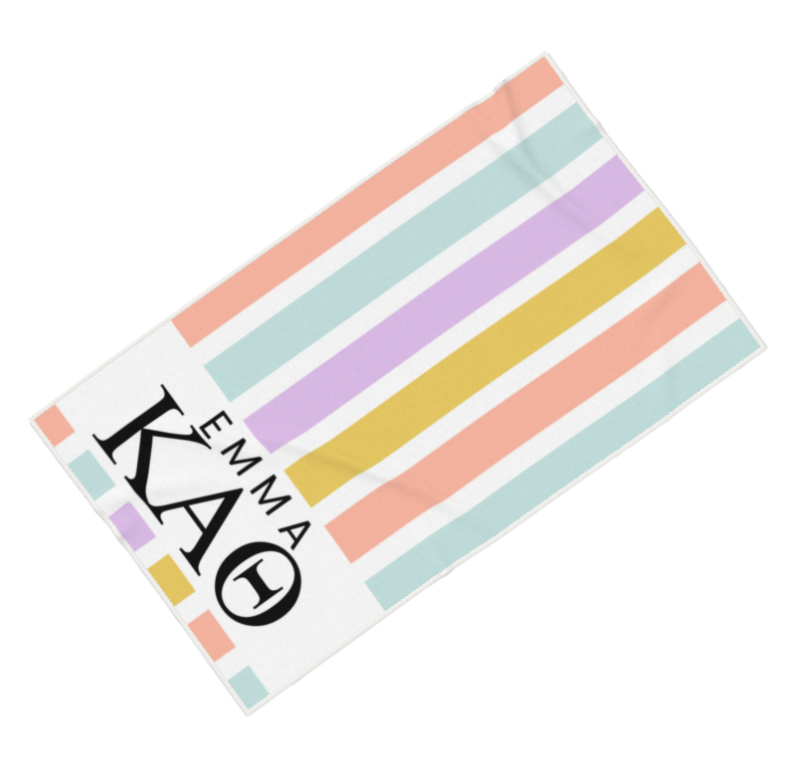 Kappa Alpha Theta Personalized Stripe Beach Towel - Ivy Society