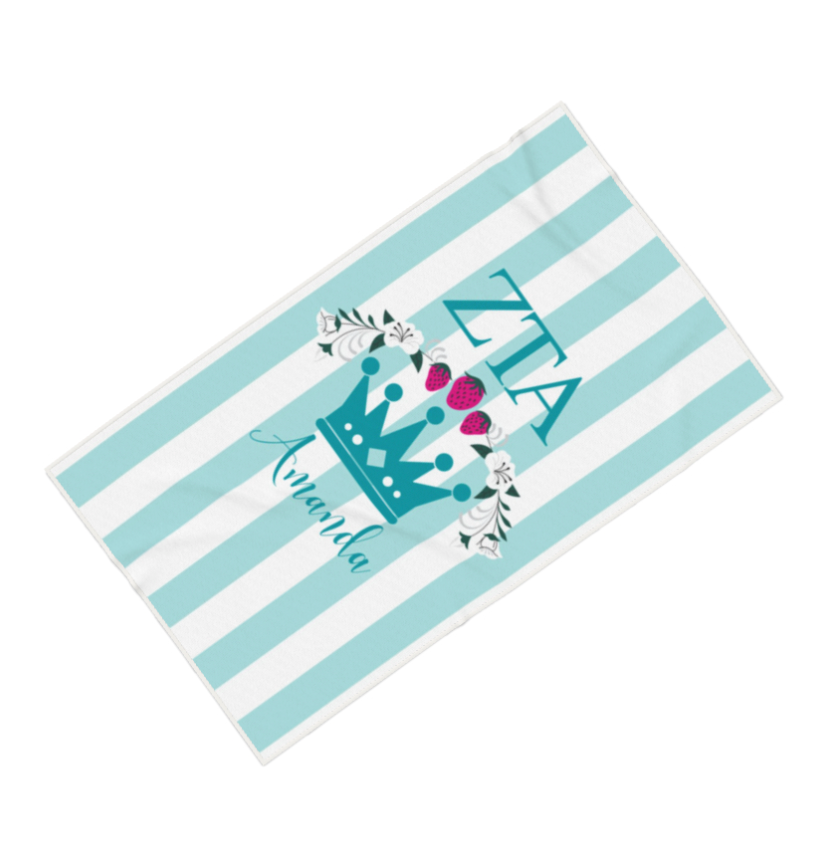 Zeta Tau Alpha Personalized Crown beach Towel - Ivy Society