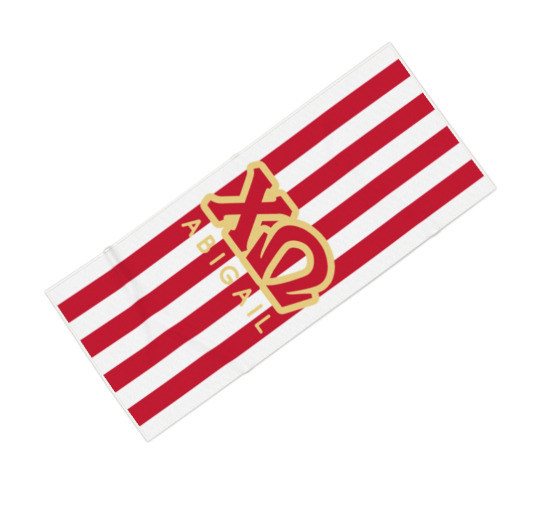 Chi Omega Personalized Cabana Stripe Beach Towel - Ivy Society