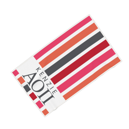 Alpha Omicron Pi Personalized Stripe Beach Towel - Ivy Society