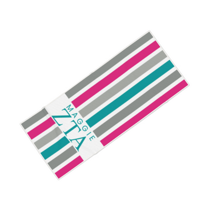 Zeta Tau Alpha Personalized Stripe Beach Towel - Ivy Society