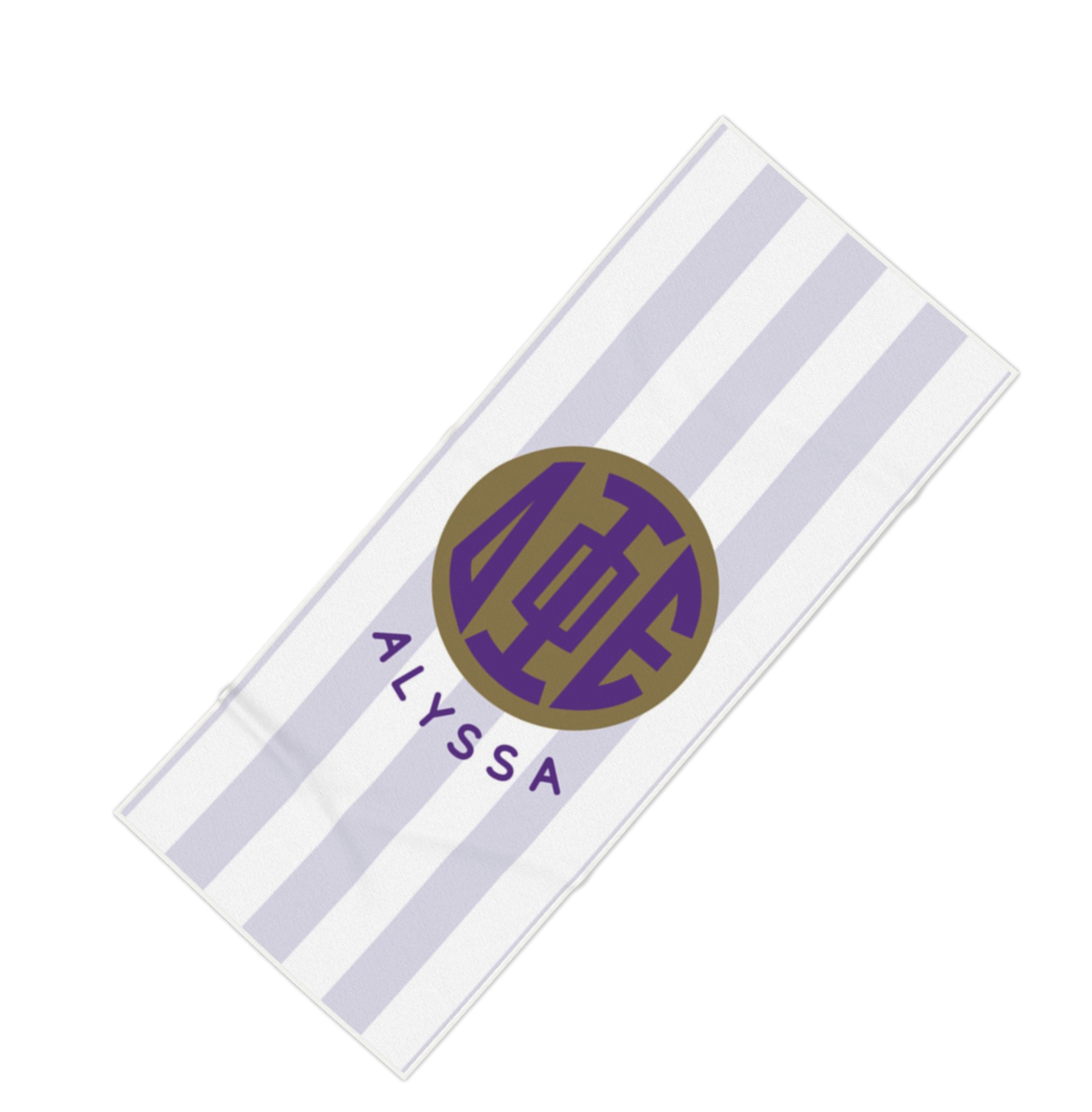 Delta Epsilon Phi Personalized Stripe Beach Towel - Ivy Society