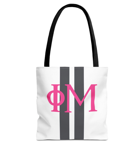 Phi Mu Personalized Stripe Tote Bag - Ivy Society