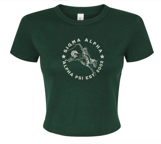 Sigma Alpha Baby Tee-Green - Ivy Society