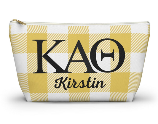 Kappa Alpha Theta Personalized Plaid Makeup Bag - Ivy Society