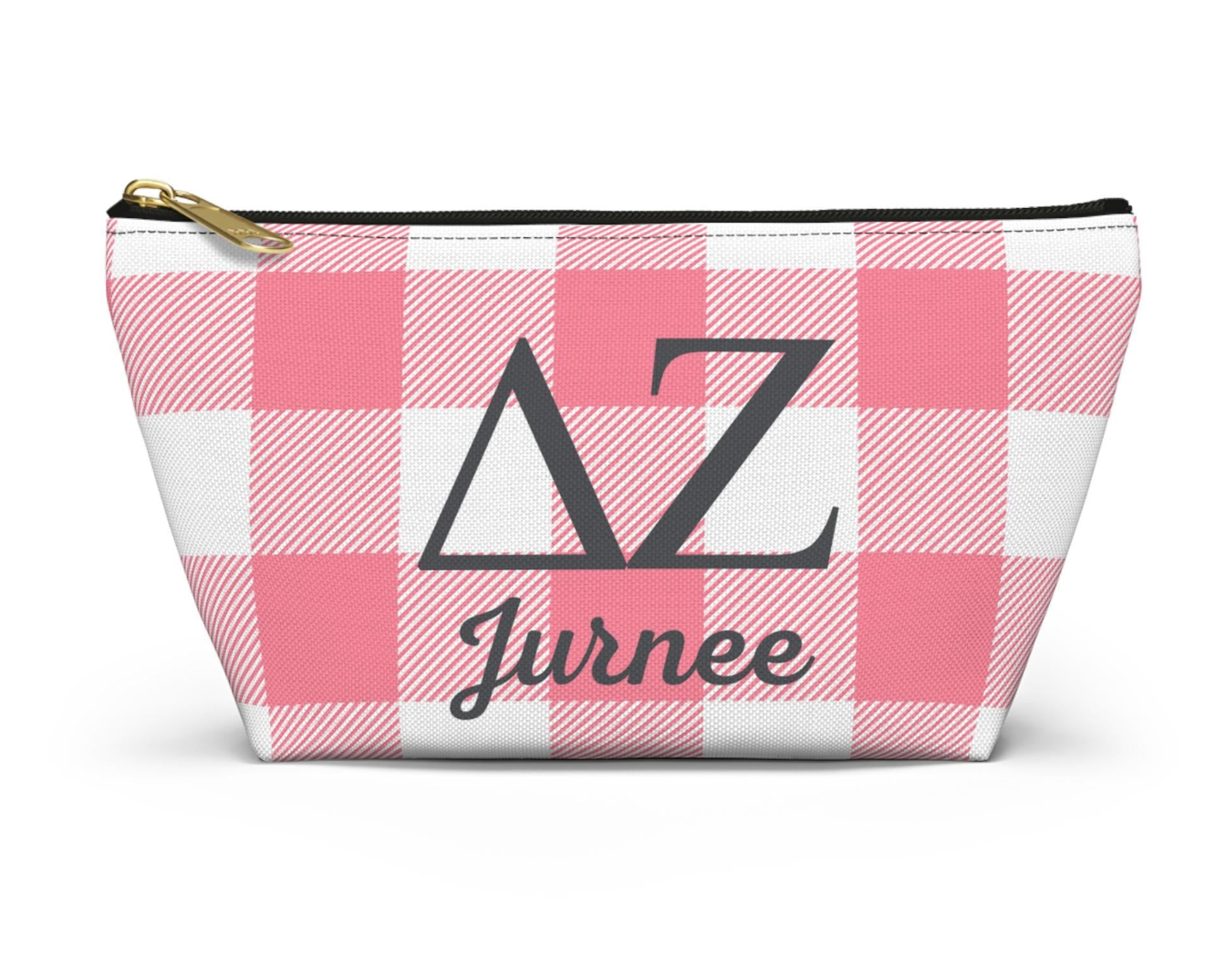 Delta Zeta Personalized Plaid Makeup Bag - Ivy Society