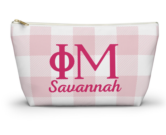 Phi Mu Personalized Plaid Makeup Bag - Ivy Society
