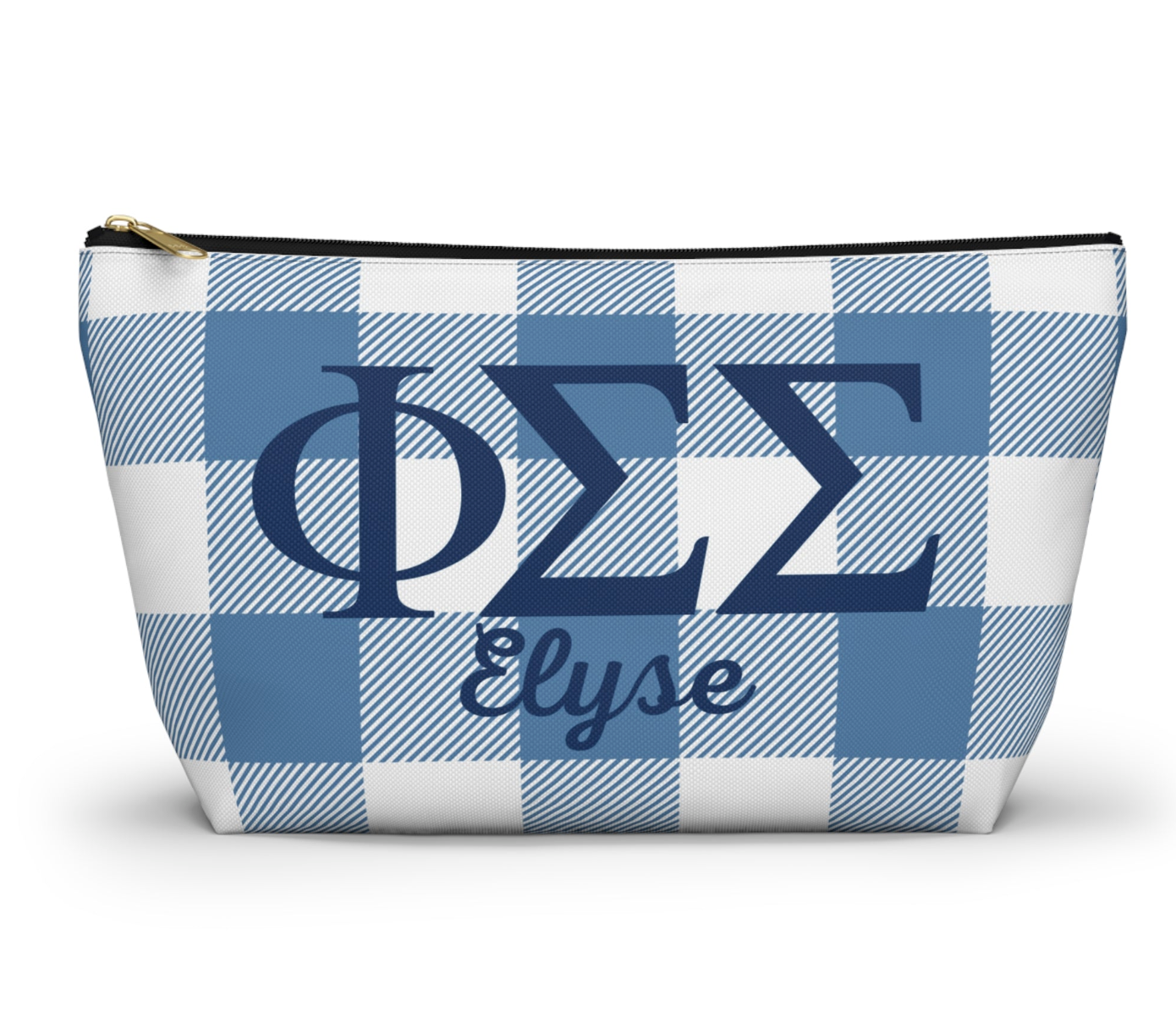 Phi Sigma Sigma Personalized Plaid Makeup Bag - Ivy Society