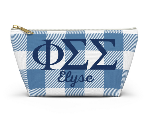 Phi Sigma Sigma Personalized Plaid Makeup Bag - Ivy Society