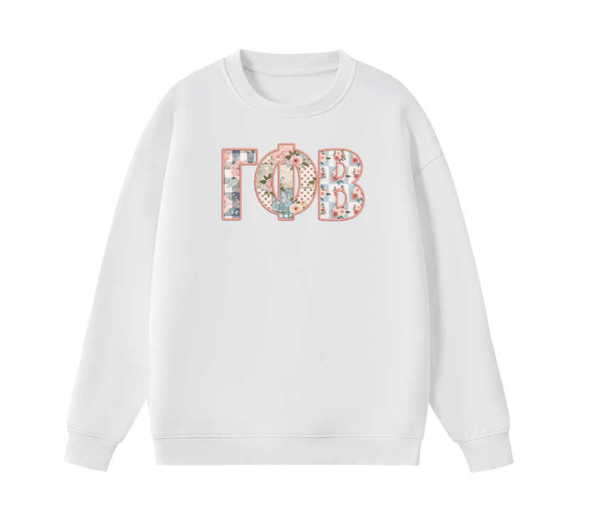 Gamma Phi Beta Faux Patchwork Sweatshirt